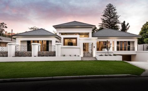 American dreaming in Applecross | The West Australian Hampton Style House, American Style Homes, American Style House, House Plans Australia, Hamptons Style Homes, House Design Exterior, Modern Bungalow House, Modern Style House Plans, American House