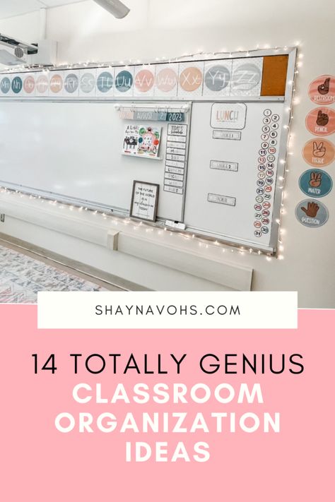 Blog - Shayna Vohs Classroom Schedule Display Middle School, How To Organize Your Classroom, Classroom Organisation Ideas, Classroom Table Group Storage, Student Work Board, Desk Layout Classroom, Desk Arrangement Ideas Elementary, 3rd Grade Classroom Themes, Classroom Agenda Board