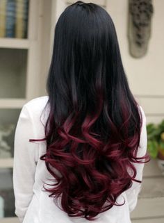 Red Hair Black Hair, Halo Hair Color, Red Halo Hair, Halo Hair Colors, Black Hair With Red, Hair With Red Highlights, Black Hair With Red Highlights, Ombre Hairstyles, Hair Black Hair