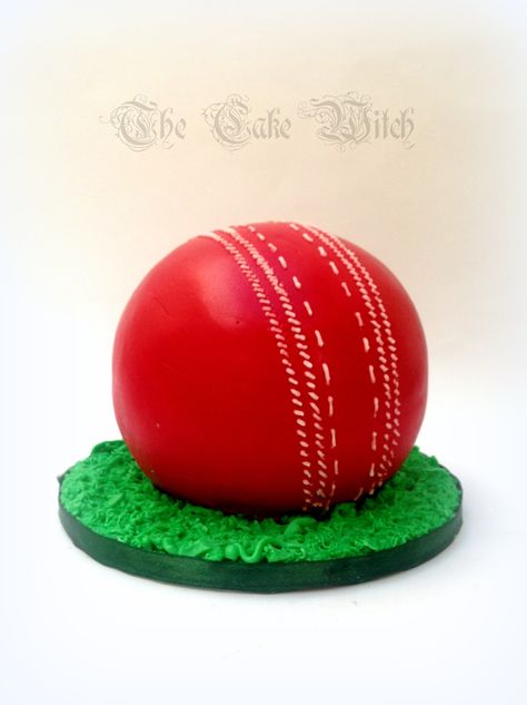 Cricket Ball Cake Cricket Ball Cake, Cricket Birthday Cake, Ball Birthday Cake, Indoor Cricket, Fondant Tree, Cricket Theme Cake, Croquet Balls, Cricket Cake, Cake Design For Men