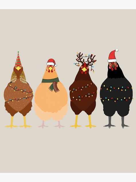 "сute christmas chickens Christmas Farm" Greeting Card for Sale by OLIHESSEL Christmas Chicken Wallpaper, African Christmas Cards, Chicken Coop Illustration, Christmas Card Animals, Chicken Christmas Card, Christmas Chicken Art, Christmas Cards Animals, Christmas Card Puns, Collage Christmas Cards