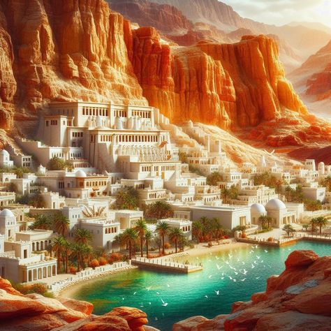 Desert City Futuristic, Mythical Creature Art, Fantasy Rooms, Fantasy City, Fantasy Castle, Fantasy Story, Fantasy Places, Universe Art, Modern Fantasy