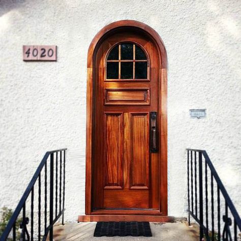 Front Doors With Half Moon Windows, Round Top Door, Arched Exterior Doors, Arch Doors, Cottage Build, Round Front Door, Arched Front Door, Arch Door, Door Options