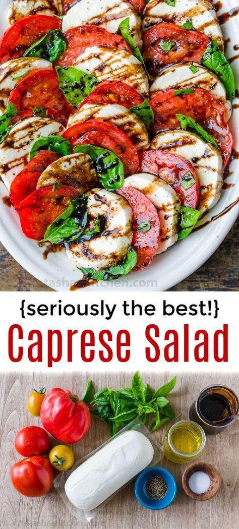 How to make Caprese Salad with the best homemade balsamic glaze! Caprese Salad Salad, Meal Prep Caprese Salad, Caprese Salad Heirloom Tomatoes, Caprese Salad Lunch, Caprese Salad On Bread, Salads With Balsamic Glaze, Salad Recipes Caprese, Balsamic Glaze For Caprese Salad, What To Do With Balsamic Glaze