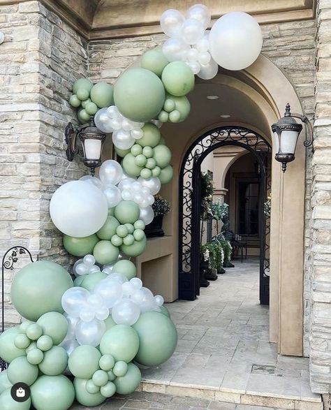 Entrance Balloon Decoration, Entrance Balloon Arch, Half Balloon Arch, Sage Balloons, Balloon Door, Balloon Arch Decorations, Deco Ballon, Balloon House, Balloon Designs