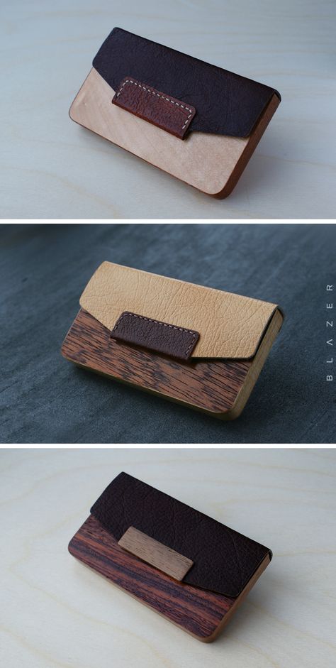 BLAZER LUXURY wood business cardholder for 15-20 business cards, leather business card holder, credit card case, wood wallet, gift for men boyfriend, mens wallet, card wallet for men, minimalist wallet #gifts #giftforher #giftideas #giftforhusband #giftformen #menstyle #mensaccessories #wooden #luxurydesign Leather Wood Bag, Wooden Gifts For Men, Wooden Business Card Holder, Wood Wallet, Wood Bag, Wooden Business Card, Best Leather Wallet, Wood Business, Leather Business Card