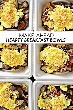 These Hearty Make Ahead Breakfast Bowls not only taste great, but are healthier than eating out and less expensive.  Winning all around! Hearty Make Ahead Breakfast Bowls - These make ahead hearty breakfast bowls are perfect for when mom goes out of town or quick on the go breakfast. | www.thirtyhandmadedays.com #foodmagazine #foodintheair #recipevideo #recipediary #foodpic #recipeideas #recipebooks #foodiesofig #recipesplus #foodspring #recipedeveloping #foodallergies #recipejournal #foodspotti Make Ahead Breakfast Bowls, Quick On The Go Breakfast, Make Ahead Snacks, Bowls Healthy, On The Go Breakfast, Breakfast Bowls Recipe, Easy To Make Breakfast, Bowl Recipes, Breakfast Bowl