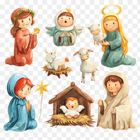 Christmas Nativity Scene Clipart Nativity Clipart Free, Nativity Scene Illustration, Bible Illustrations Art, Nativity Scene Characters, Nativity Scene Clip Art, Nativity Scene Clipart, Nativity Stickers, Nativity Clipart, Chtistmas Card Art Nativity