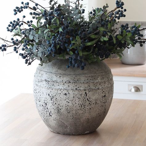 Vase Greenery Decor, Extra Large Vase, Large White Vase, Grey Vase, Large Ceramic Vase, Indoor Flowering Plants, Grey Vases, Stone Vase, Contemporary Vases