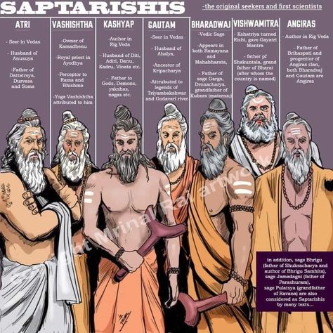 Sapta Rishi, Sanatani Hindu, Hinduism History, Ancient Indian History, Indian Culture And Tradition, Hindu Rituals, Ancient History Facts, Indian History Facts, India Facts