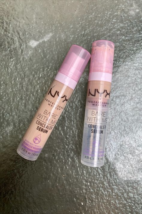 Nyx Serum Concealer, Make Up Products Pictures, Conclear Makeup, Concealer Makeup Products, Nyx Bare With Me Concealer, Nyx Bare With Me, Pink Concealer, Bare With Me Concealer Serum, Good Concealer