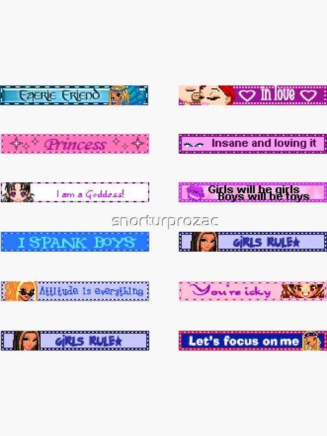 "Blinkie Dollz" Sticker by snorturprozac | Redbubble Blinkies For Spacehey, Spacehey Blinkies, Scene Usernames, Blinkies Gifs, 2000s Internet, 2000s Webcore, Scene Stickers, User Boxes, Y2k Stickers