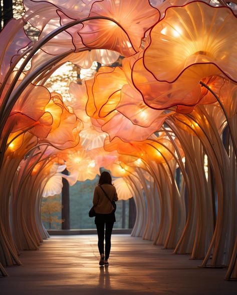 Translucent polychromatic forests. AI-rendered from Midjourney’s latent space. #midjourneyarchitecture #ArchDaily #diffusion_architecture… | Instagram Flowers In Architecture, Glowing Nature, Forest Installation, Flower Architecture, Serpentine Pavillion, Floral Architecture, Installation Architecture, Winter Light Festival, Architecture Instagram