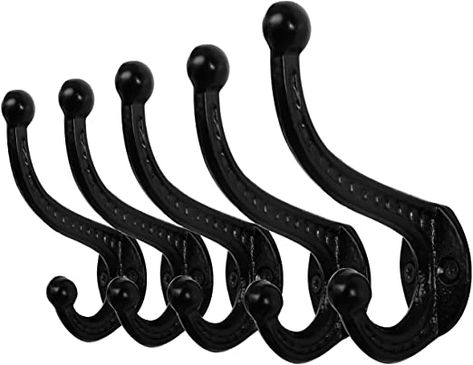 WEBI Rustic Coat Hooks:Cast Iron,Vintage Farmhouse Wall Hooks for Hanging Towel,Robe,Mudroom,Closet,Black,5 Packs Vintage Towel Hooks, Farmhouse Coat Hooks, Farmhouse Wall Hooks, Rustic Coat Hooks, Rustic Wall Hooks, Hooks For Towels, Farmhouse Mudroom, Mudroom Closet, Coat Hooks Wall Mounted