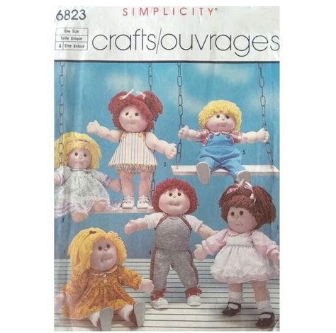 "Simplicity 6823 Cabbage Patch Outfits Sewing Pattern PDF Wardrobe for 16\"and 18\"soft sculptured dolls such as Flower Kids and Cabbage Patch Kids. Makes a dress, nightgown, top pants and shirt." Cabbage Patch Kids Clothes, Butterick Patterns Vintage, Flower Kids, Overalls Vintage, Soft Sculpture Dolls, Cabbage Patch Kids Dolls, Crafts Sewing Patterns, Cabbage Patch Dolls, Cabbage Patch Kids