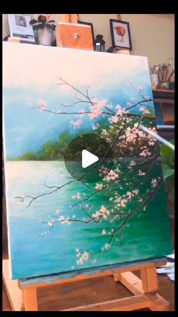 Cherry Blossom Acrylic Painting, Cherry Blossom Painting Acrylic, Cherry Blossom Painting, Halloween Activities For Kids, Painting Art Lesson, Blossom Tree, Cherry Blossom Tree, Blossom Trees, Painting Videos