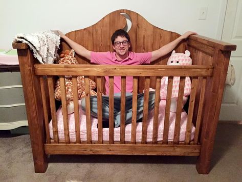 My modified crib from DIYstintly Made plan Convertible Crib Plans, Baby Cribs Diy, Cot Ideas, Cribs Diy, Rustic Baby Cribs, Rustic Crib, Crib Woodworking Plans, Woodworking Plans Toys, Baby Crib Diy