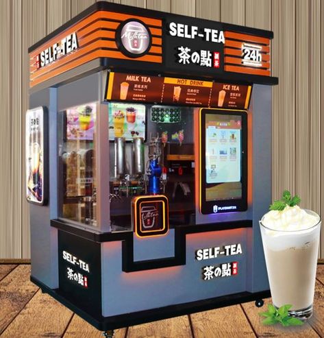 bubble tea vending machine Boba Vending Machine, Vending Machine Drinks, Vending Machine Design Ideas, Cool Vending Machine Ideas, Pizza Vending Machine, Ice Cream Vending Machine, Vendor Machine, Tea Vending Machine, Drink Vending Machine