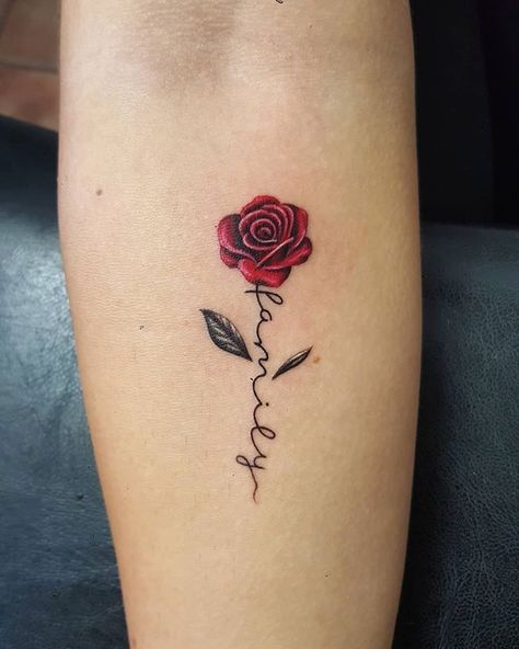 Red rose tattoo by Condrea. Limited availability at Redemption Tattoo Studio Let Them Rose Tattoo, Women Back Arm Tattoo, Mother Daughter Rose Tattoos, Rose Small Tattoo Design, Rose Angel Tattoo, Cartoon Rose Tattoo, Red Rose Tattoos For Women, Mom Rose Tattoo, Red And Black Rose Tattoo