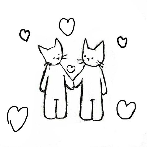 Puppy Love Drawing, Cute Lovey Dovey Drawings, Love Doodles For Girlfriend, Doodles For Girlfriend, Couple Sketch Ideas, I Only Have Eyes For You Drawing, Things To Draw For Him, Cute Cat Couple Drawing, Easy Love Doodles