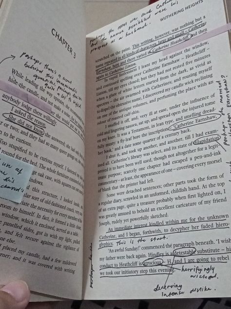 Book Wuthering Heights Annotated, Withering Heights Annotations, Anotating Books, Books Annotation, Withering Heights, Aesthetic Annotations, Annotate Books, Deco Books, Women Who Read