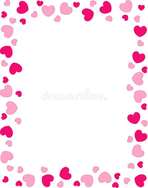 Heart Border Design, Pink Heart Frame, Valentines Day Border, Valentines Day Designs, Pink Designs, Scrapbook Frames, Heart Border, 8 Martie, Pastel Red