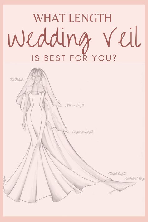 Wedding Veils Short Hair, Types Of Vails Wedding Veils, Veil Lengths, Long Veil Short Wedding Dress, Veil Inspiration, Veil Length Guide, Wedding Vale Short, Wedding Veil Fingertip Length, Wedding Veil Elbow Length