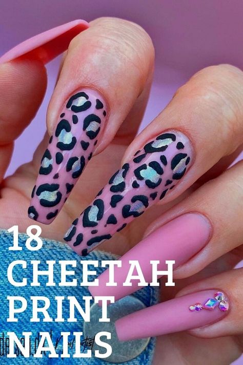 18 Cheetah Print Nails Glitter Animal Print Nails, Neon Cheetah Nails, Cheetah Accent Nails, Gold Cheetah Nails, Colorful Cheetah Print Nails, Print Nails Design, Cheetah Print Nail Designs, Red Cheetah Nails, Printed Nails