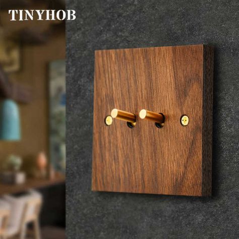 Wall Light Switch Retro Handmade Pull Switch 10a 110v-250v Walnut Wood Panel Brass Lever 1/2 Gang Wall Switch Socket Sw-1336 - Buy Light Switch Panel,Light Switch,Toggle Switch Product on Alibaba.com Wood Switch Plates, Electric Switch Board Design, Switch Board Design, Switch Boards Design, Brass Light Switch, Modern Light Switches, Vintage Light Switches, Switch Board, Light Switches And Sockets