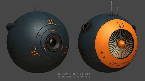 ArtStation - Mars Drone, Sci FI Orb, Aladdin Muharemovic Scifi Drone, Sci Fi Drone, 3d Cinema, Drones Concept, Military Gear Tactical, Drone Design, Cool Robots, Ball Lights, Futuristic Art