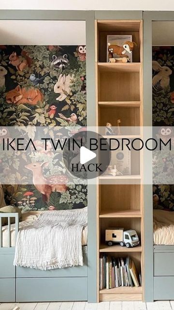 DIY Hacks HQ - home of IKEA hacks and more! on Instagram: "TWIN BEDROOM • Since you all loved the bunkbeds yesterday I thought I'd treat you to another IKEA kids room inspiration. Could we call this the deconstructed bunkbed?! @villaalvsjo have created a bedroom for their 2 girls, and again, you couldn’t tell this was another IKEA hack! This one is a bit more involved, but stay with me, as the result is 🔥

Here is a breakdown of how they achieved the look:

DIMENSIONS
The wall dimensions to fit both the beds and the central bookcase are 160x80cm which means you can fit 2 single bed mattresses along that wall along with a 40cm bookcase. 

BASE
•  the base has been made using 4 PLATSA drawers measuring 60x55x40cm
•  the fronts of the PLATSA drawers are the HJALPA shelves which have Ikea Single Bed Hack, Diy Ikea Bed Hack, Ikea Platsa Kids Room, Diy Single Bed, Platsa Ikea Hack, Ikea Platsa Hack, 2 Single Bed, Ikea Hack Bookcase, Bed Mattresses