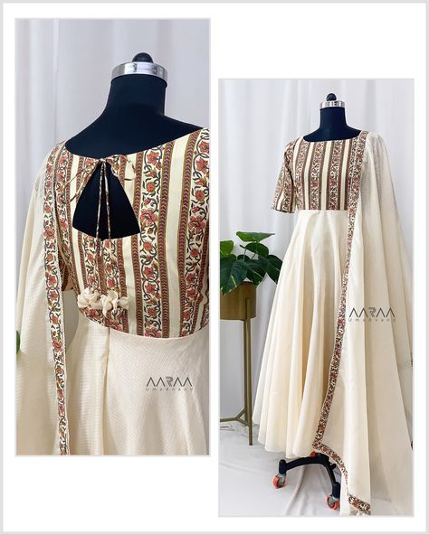 A lovely cream kota anarkali with cotton printed yoke and kota dupatta finished with cotton border and crochet lace details. No Bottom Free shipping within India For queries and orders, kindly whatsapp 9994467340/Inbox . #anarkali #cottonanarkali #kota #creamdress #creamanarkali #ethnicwear #ethnicanarkali #designeranarkali #aarraabyumaanand #coimbatoreboutique #coimbatorefashion #coimbatoreshopping #chennaishopping [ anarkali, cotton anarkali, ethnicwear, coimbatoreboutique ] Anarkali Churidar, Cotton Anarkali, Churidar Designs, Long Gown Design, Anarkali Dress Pattern, Designer Anarkali, Embroidery Designs Fashion, Anarkali Dress, Frock Design