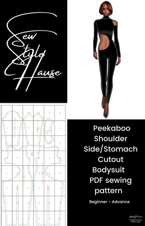 Sport Bodysuit, Business Ebook, Sewing Instructions, Cutout Bodysuit, Fabric Scissors, Clothing Design, V Cuts, Comfortable Dress, Pdf Sewing Patterns