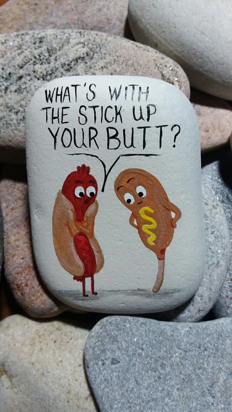 Rough Rock Painting Ideas, Cool Rock Designs, Rock Painting Ideas Small Rocks, Wine Painted Rocks, Long Rock Painting Ideas, Funny Paintings Ideas, Rock Painting Ideas Funny Sayings, Painted Rock Sayings, Funny Painted Rocks Hilarious