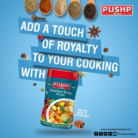 "Unlock the secret to delicious, restaurant-style Indian cuisine with Tasty Kitchen King Masala." . . . #pushp #pushpmasala #kitchenking #kitchenkingmasala #taste #delicious #chef #cooking #swadkasuperstar #spices #purespices #indianspices #pushpbrandmasala #pushpmasala #masale Kitchen King Masala, Masala Advertisement, Chef Cooking, Tasty Kitchen, Motion Graphics Design, Indian Spices, Graphics Design, Motion Graphics, The Secret