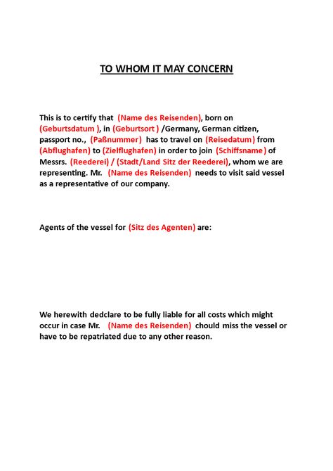 Get a ready-to-use "To Whom It May Concern" letter for your travel needs. Personalize it with your name and vessel's information. Download now in Docx format. To Whom It May Concern Letter, To Whom It May Concern, A Formal Letter, Travel Needs, Financial Instrument, Document Templates, Business Templates, Letter Templates, Keep In Mind