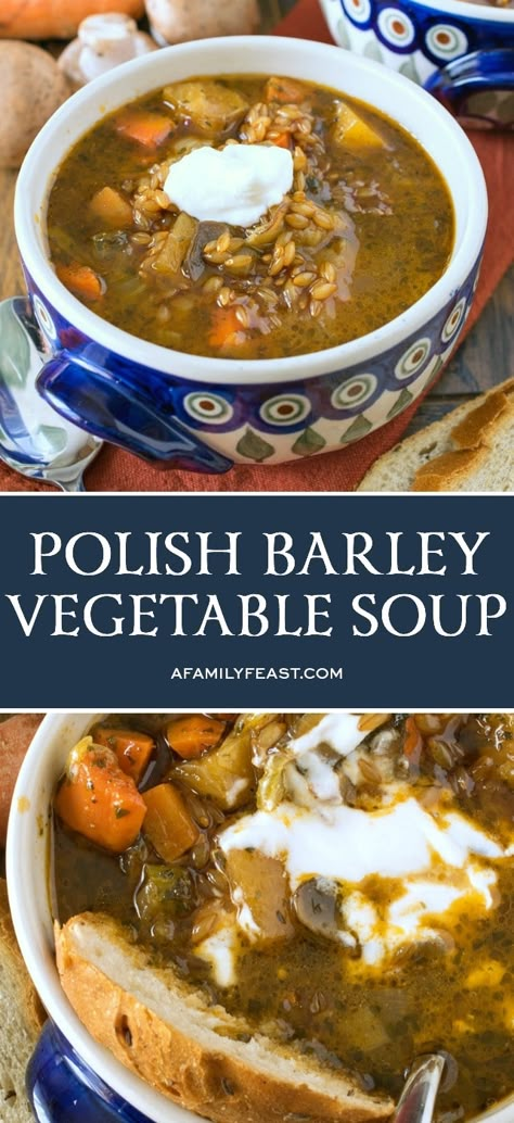 Soup Barley, Barley Vegetable Soup, Soup Vegetable, Eastern European Recipes, Turkey Broth, Meatless Monday Recipes, Turkey Soup, Family Feast, Pumpkin Pie Recipes