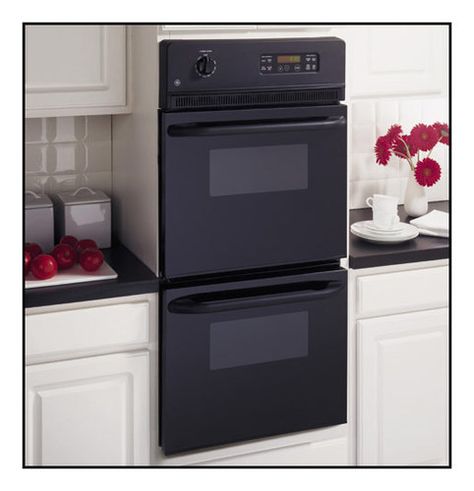 GE - 24" Built-In Double Electric Wall Oven - Black Oven Microwave Combo Wall, Wall Oven Cabinet, Mount Microwave, Oven Microwave Combo, Electric Double Wall Oven, Oven Wall, Double Wall Ovens, Clean Oven Door, Wall Oven Microwave Combo