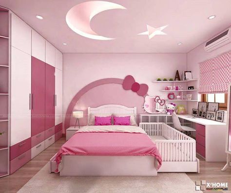 Ceiling Design Living Room, Bedroom Wall Designs, Kids Bedroom Designs, Bedroom False Ceiling Design, Ceiling Design Bedroom, Fall Bedroom, Girl Bedroom Designs, Bedroom Decor Design, Bedroom Bed Design