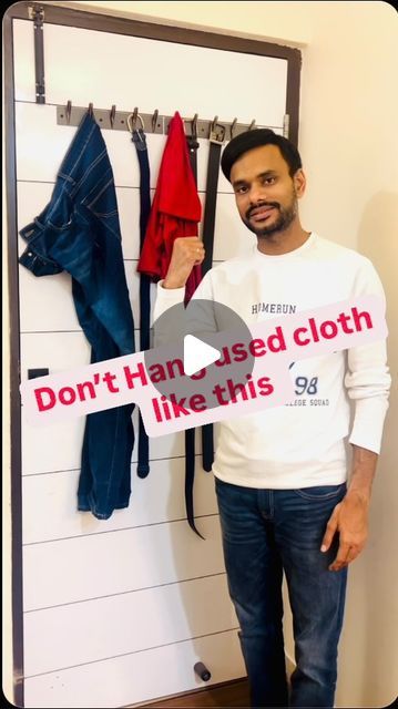 Amrit shah - Interior Designer | Influencer| Design Educator on Instagram: "Try to avoid hanging your used cloth in old traditional way .. instead try this way … ❤️ . Comment “more” for more information and tips. . . #wardrobehacks #bedroomhacks #interiordesign #homedecor #trendingreels #interiordesigner #homesweethome #homedesign #interiordecor #interior123 #interiorstyling #wardrobe #wardrobeessentials #wardrobegoals  #bedroomideas #bedroomgoals #bedroom  {wardrobe , interior design , bedroom tips , home decor tips }" Used Clothes Hanging Ideas In Wardrobe, Used Clothes Storage Ideas, Used Clothes Hanging Ideas, Cupboard Ideas Bedroom Indian, Traditional Wardrobe Design, Wardrobe Interior Design Bedroom, Wadrobe Designs, Wardrobe India, Bedroom Wardrobe Interior