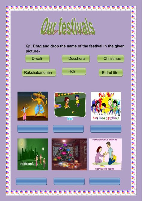 Our Festivals Worksheet, Festivals Of India Worksheet, Festivals Of India, Environmental Studies, We Are Festival, Eid Ul Fitr, Online Activities, Indian Festivals, School Subjects