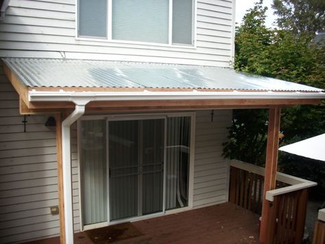 Fall is here and it is time to add some dry space to your back yard! Corrugated metal patio cover – Deck Masters, llc - Portland, OR Roof On Deck, Metal Patio Covers, Shed Porch, Pergola Metal, Deck And Patio, Building A Patio, Garden Pergola, Corrugated Tin, Corrugated Metal Roof