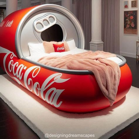 The Ultimate Guide to Coca-Cola Shaped Bed: A Unique Addition to Your Home Weird Furniture Unique, Strange Furniture, Weird Chairs, Bedroom Fancy, Unusual Beds, Crazy Home, Weird Furniture, Retro Bed, Unusual Furniture