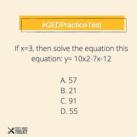 Math Practice Test! Comment your answer below! We have GED resources to that you can access 24/7 for FREE! Visit our website today. http://ift.tt/2uV5wrD #Study #Guide #TestPrepToolkit #GEDStudy #GEDPracticeTest #OnlineClasses #like4like #l4l #like4follow Worksheets High School, Ged Study, Ged Study Guide, Ged Math, Math Practice Worksheets, Worksheets Kindergarten, Math Formulas, Math Practice, Math Test Prep