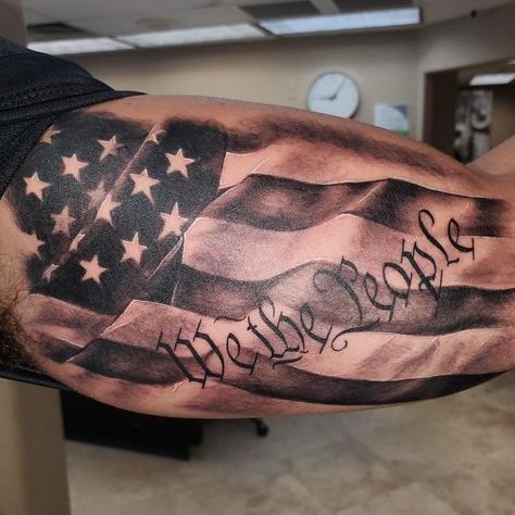 Constitution Tattoo, We The People Tattoo Design, Flag Tattoo Stencil, American Flag Tattoo Stencil, We The People Tattoo, Flag Sleeve Tattoo, American Flag Forearm Tattoo, American Flag Sleeve Tattoo, Tattoo Design Stencil