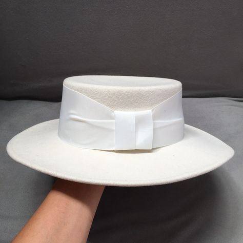 White Church Hats, Bone Hat, White Hats, Flat Top Hat, Royal Hats, Church Hat, Wedding Church, Women Hats, Women Hat