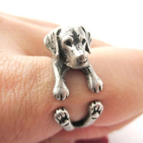 Animal Wrap Rings, Animal Hugs, Paw Jewelry, Animal Ring, Dog Ring, Labrador Retriever Puppies, Labrador Retrievers, Beagle Puppy, Dog Jewelry