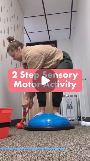 Rachel & Jessica on Instagram: "Do this 2 step sensory motor activity ASAP! . 1️⃣ Using a bosu or other balance item, place toys on the floor & use some type of grabber (using a snowball maker in the video) to pick up the toys & place into a container. ⭐ Postural control / balance ⭐ Visual-vestibular integration ⭐ Bilateral coordination ⭐ Hand strength . 2️⃣ Place pictures or stickers along the wall, slightly above eye level when in crawling position. Slowly crawl forward while turning head to read / say the picture. Focus on slow crawling, turning the head with full range of motion ("point your ear to the sky"), and maintaining neutral alignment. ⭐ Primitive reflex integration (know what reflex this addresses?! Let us know in the comments!) ⭐ Stretch & endurance ⭐ Bilateral coordination ⭐ Midline Crossing, Reflex Integration, Vestibular Activities, Sensory Integration Activities, Childhood Activities, Primitive Reflexes, Pediatric Pt, Snowball Maker, Bilateral Coordination