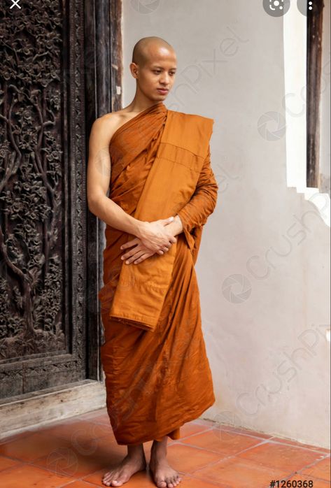 Buddhist Outfit, Buddhist Robes, Monk Reference, Buddhist Fashion, Buddhist Monk Art, Monk Robes, Monk Fashion, Monk Outfit, Monk Clothing