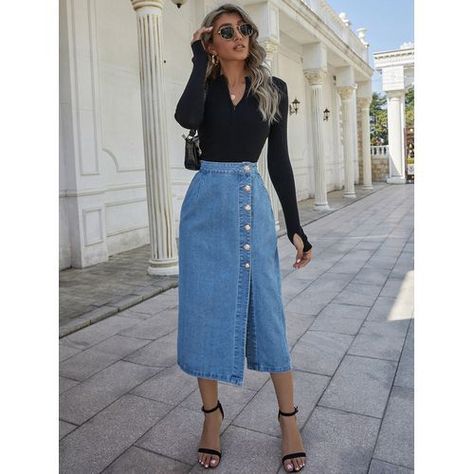 Midi jeans skirt